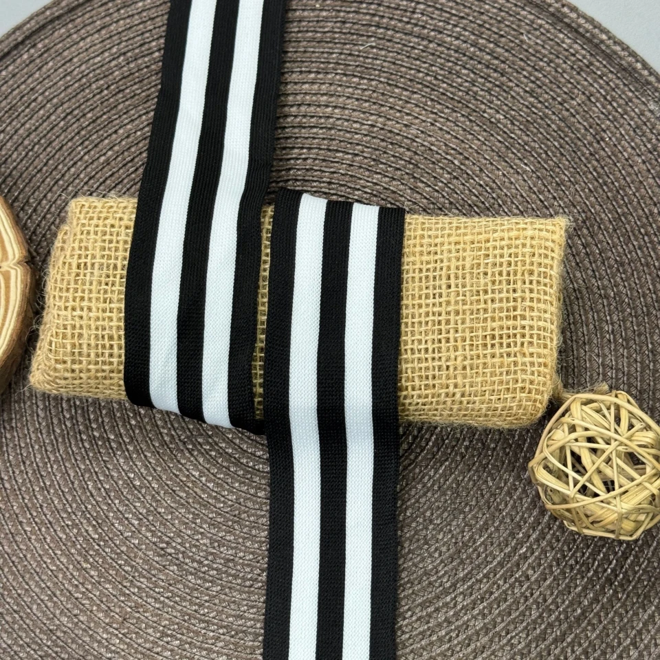 Лампас трикотажний D#8 4 см (50 м), чорний+білий 5