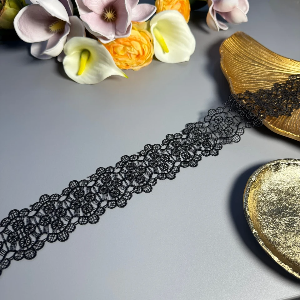 Кружево полиэстер ВВ104586 5 см.(30 ярдов/27.3 м.), чёрный