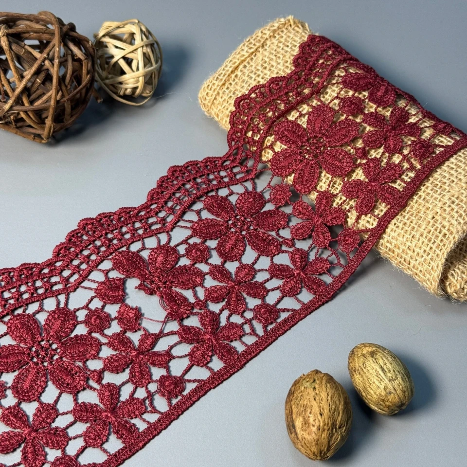 Кружева полиэстер 147 10 см.(19.8-20 метров), бордовый (19,8 метров)