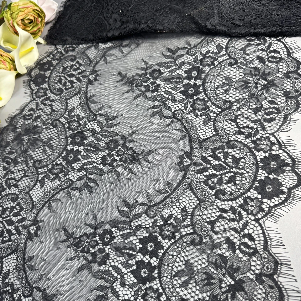 Мереживо французьке 60038 43 см. (10*3 м.), чорний