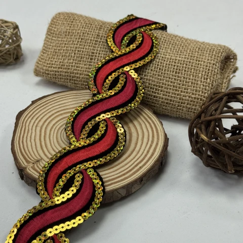 Тасьма клейова люрекс  8199 (4.8 м), червоний