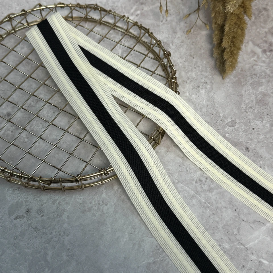 Лампас трикотажний 4 см "Urban Edge" (50 м), молочний+чорний