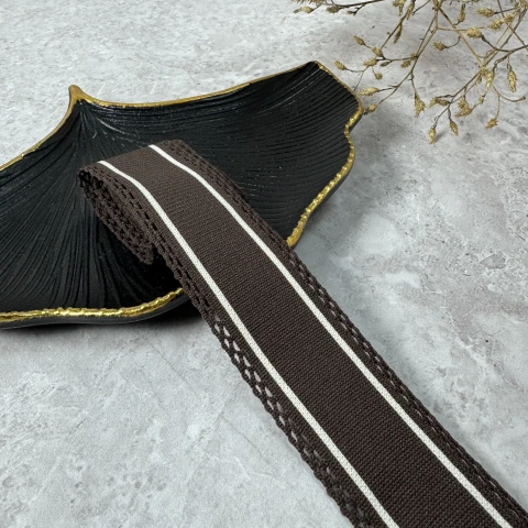 Лампас трикотажний 4 см «подвійний акцент»(50 м), шоколад