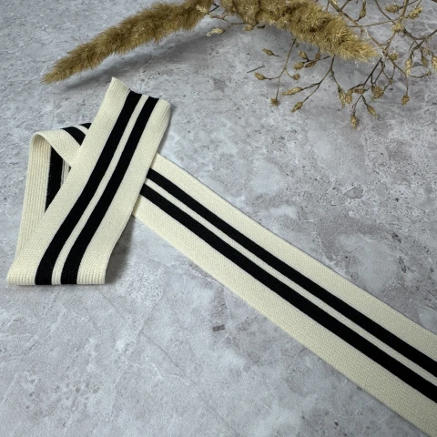 Лампас трикотажний Спорт 4 см (45 м), D:4 білий+чорний