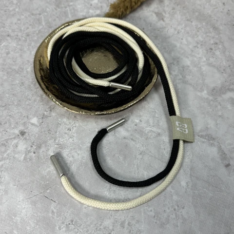 Шнурок в штани круглий подвійний (140 см), молочний+чорний