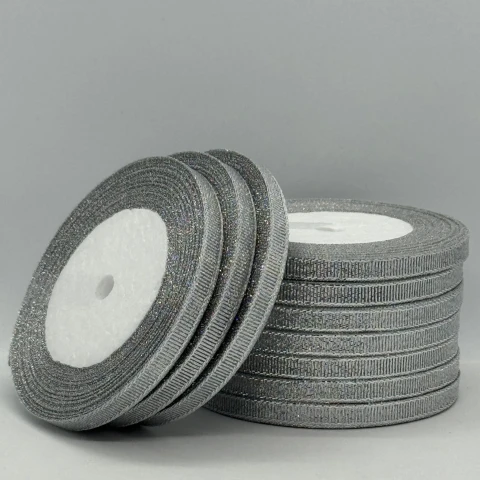 Тасьма парчева 0,6 см (10*25 ярдів/22,75 м.), срібло (silver)