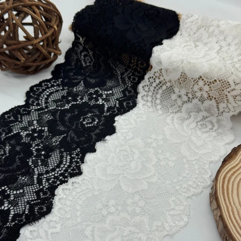 Мереживо стрейч B85012 (272 ярда), чорний