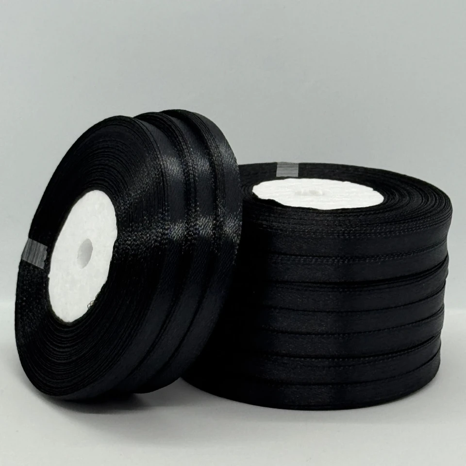 Стрічка атласна 0.6 см (10*36 ярдів), чорний 39