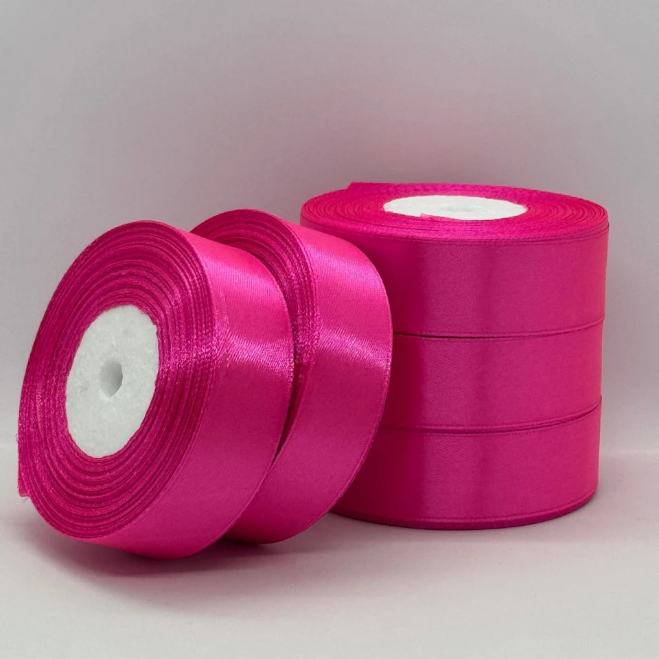 Стрічка атласна 2.5 см (5*36 ярдів), 190 рожевий