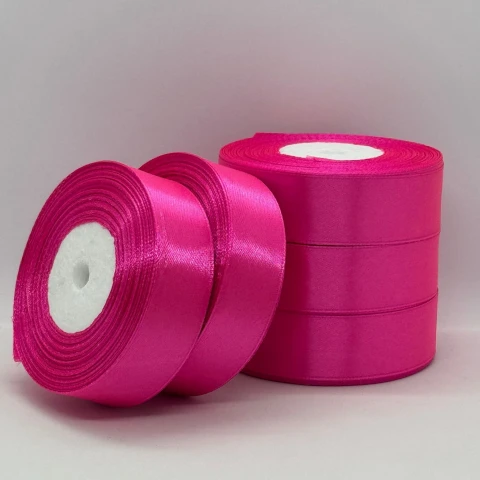 Стрічка атласна 2.5 см (5*36 ярдів), 190 рожевий