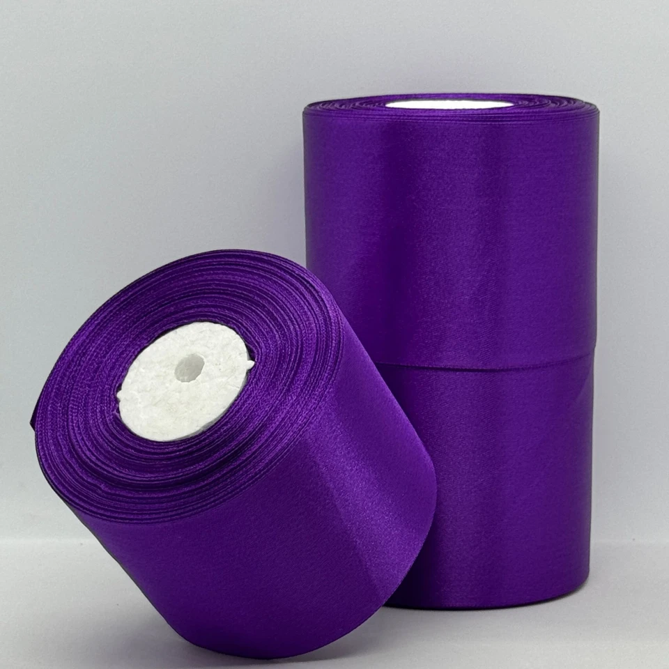 Стрічка атласна 7.5 см (3*36 ярдів), 35 баклажан