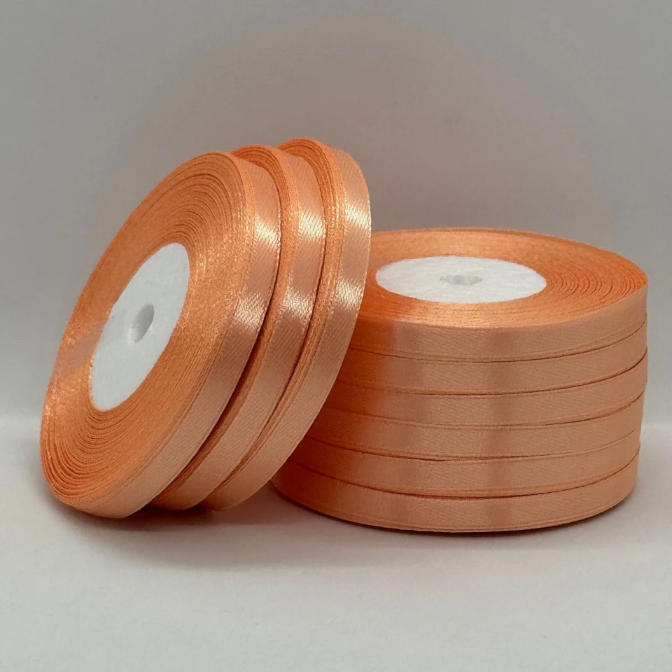 Стрічка атласна 0.6 см (10*36 ярдів), 124 темний персиковий