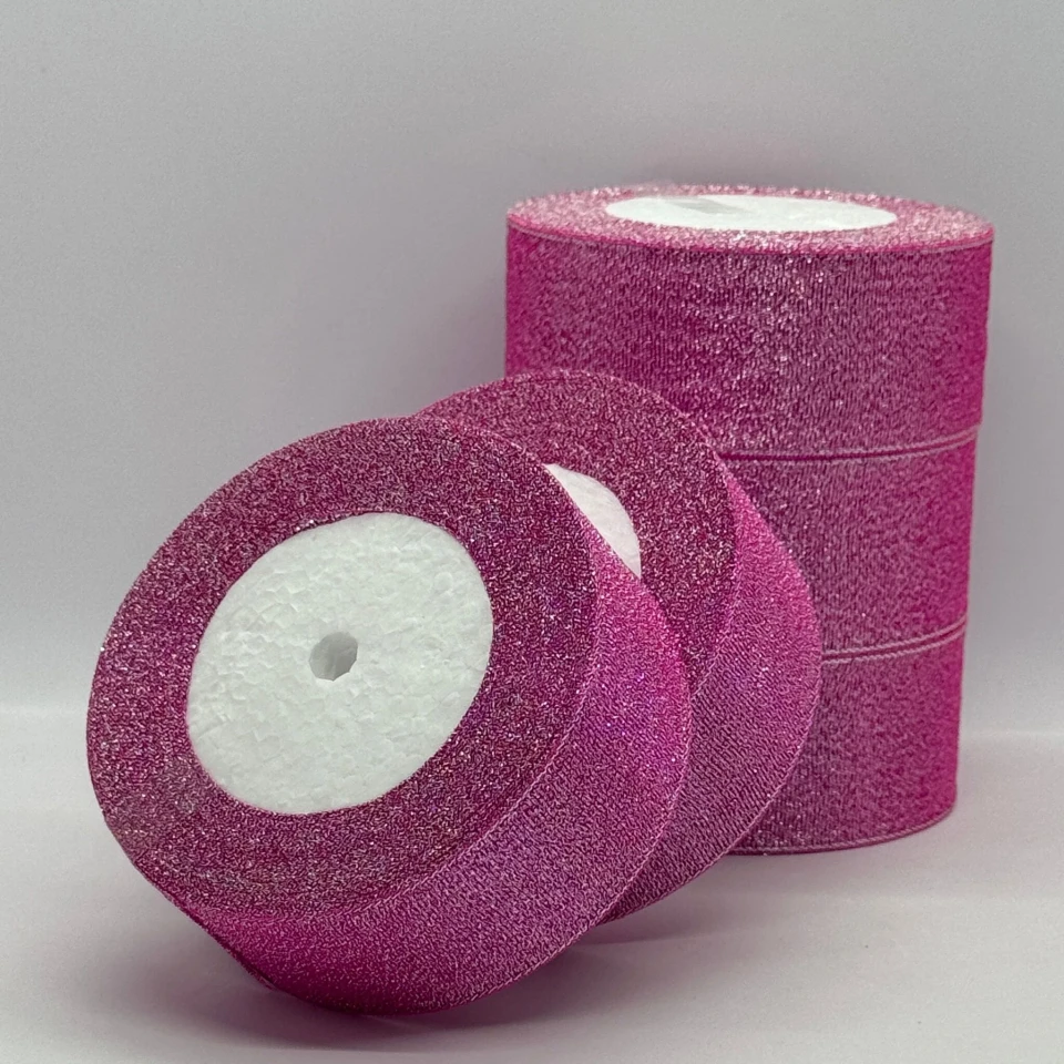 Тасьма парчева 4 см (5*25 ярдів/ 22,75 м.), 34 ліловий + срібло