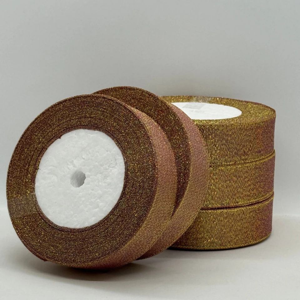 Тасьма парчева 2,5 см (5*25 ярдів/22,75 м.), 59 червоний + золото