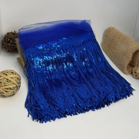 Бахрома танцювальна з паєткою 20 см (10 ярдів/9,14 м.), 15 синій