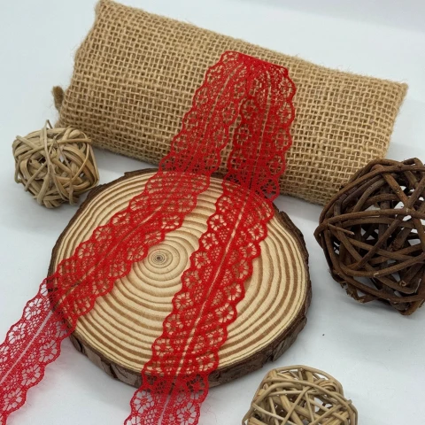 Кружево не стрейч 1658-2 2.8см (400 ярдов/364 м.), красный