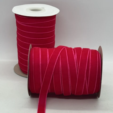 Стрічка оксамит 1 см (25 ярдів/22,75 м.), 30 світлий малиновий