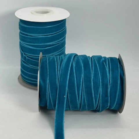 Стрічка оксамит 1 см (25 ярдів/22,75 м.), 49 бірюза