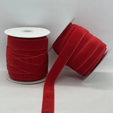 Стрічка оксамит 2 см (25 ярдів/22,75 м.), 40 світлий червоний