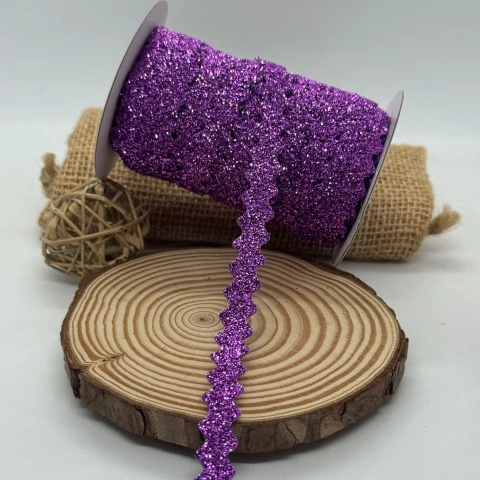 Стрічка вюнчик оксамитовий парча люрекс 1 см (25 ярдів/22,75 м.), 12 фіолетовий