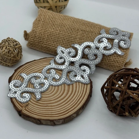 Аплікація клейова люрекс 8573 (20 шт.), срібло