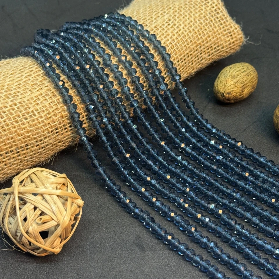 Хрусталь на нитці 6 мм (10*83 шт.), М003 темний синій