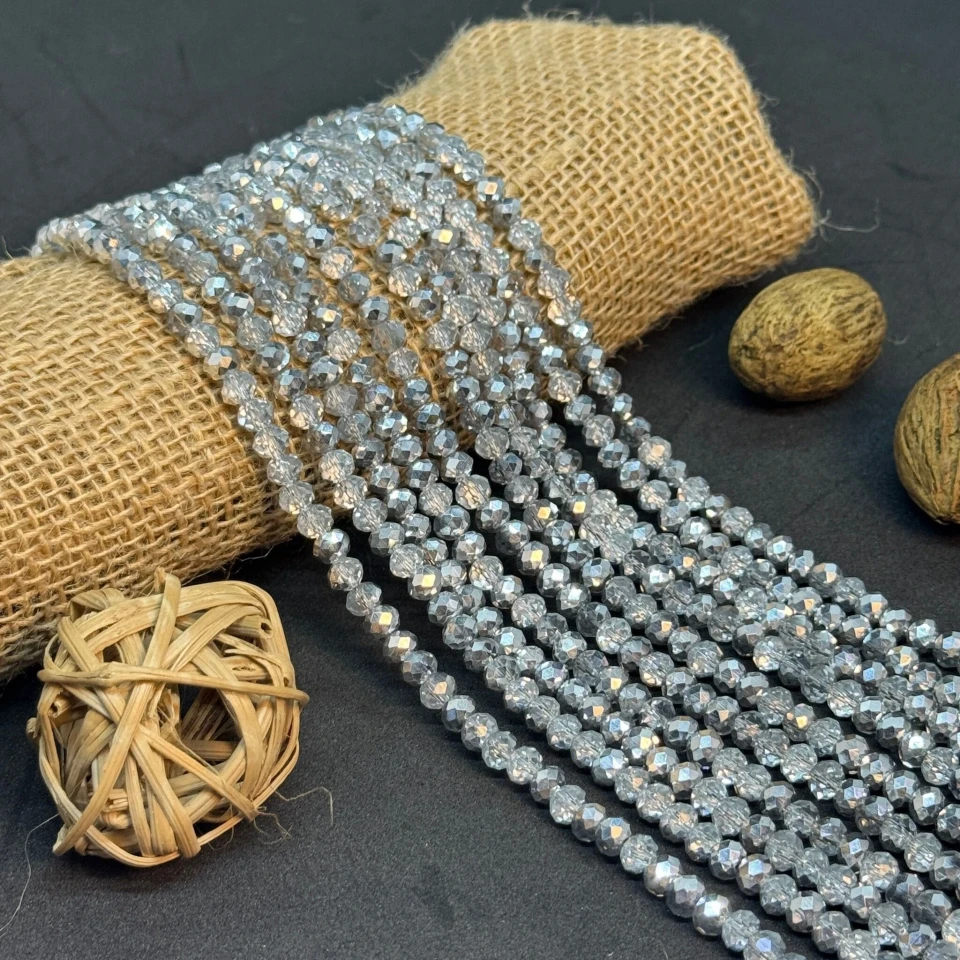 Хрусталь на нитці 6 мм (10*83 шт.), М093 сірий