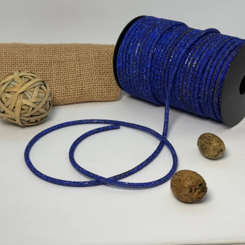 Стразовий шнур 4 мм 8 рядів (50 м), електрик BLUE