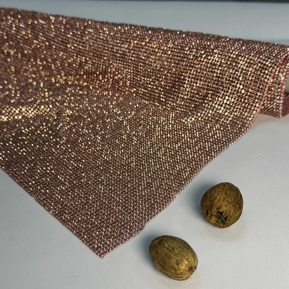 Стрази полотно пришив (36*120 см), рожевий+шампань PINK+CHAMPAGNE